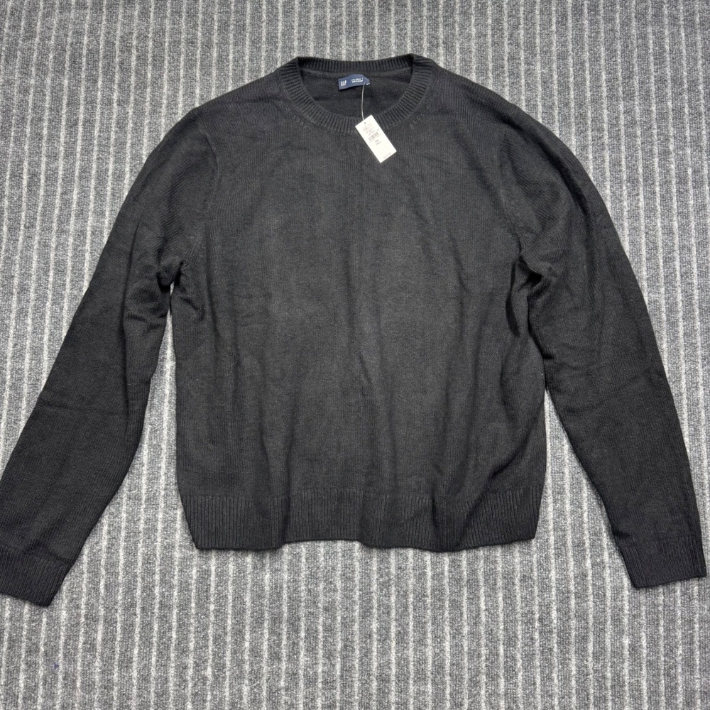 Gap Mens Crewneck Sweater XXL Tall Charcoal Gray Cotton Blend Knit Pullover
